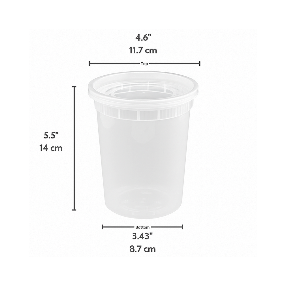SC-32 | HD 32oz Microwaveable PP Heavy Duty Leak-resistant Translucent Deli Container W/ Lid - size