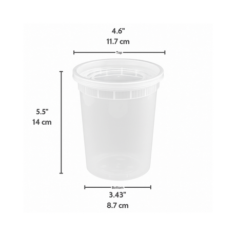 SC-32 | HD 32oz Microwaveable PP Heavy Duty Leak-resistant Translucent Deli Container W/ Lid - size