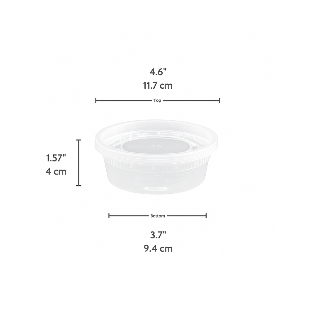 SC-8 | HD 8oz Microwaveable PP Heavy Duty Leak-resistant Translucent Deli Container W/ Lid - size