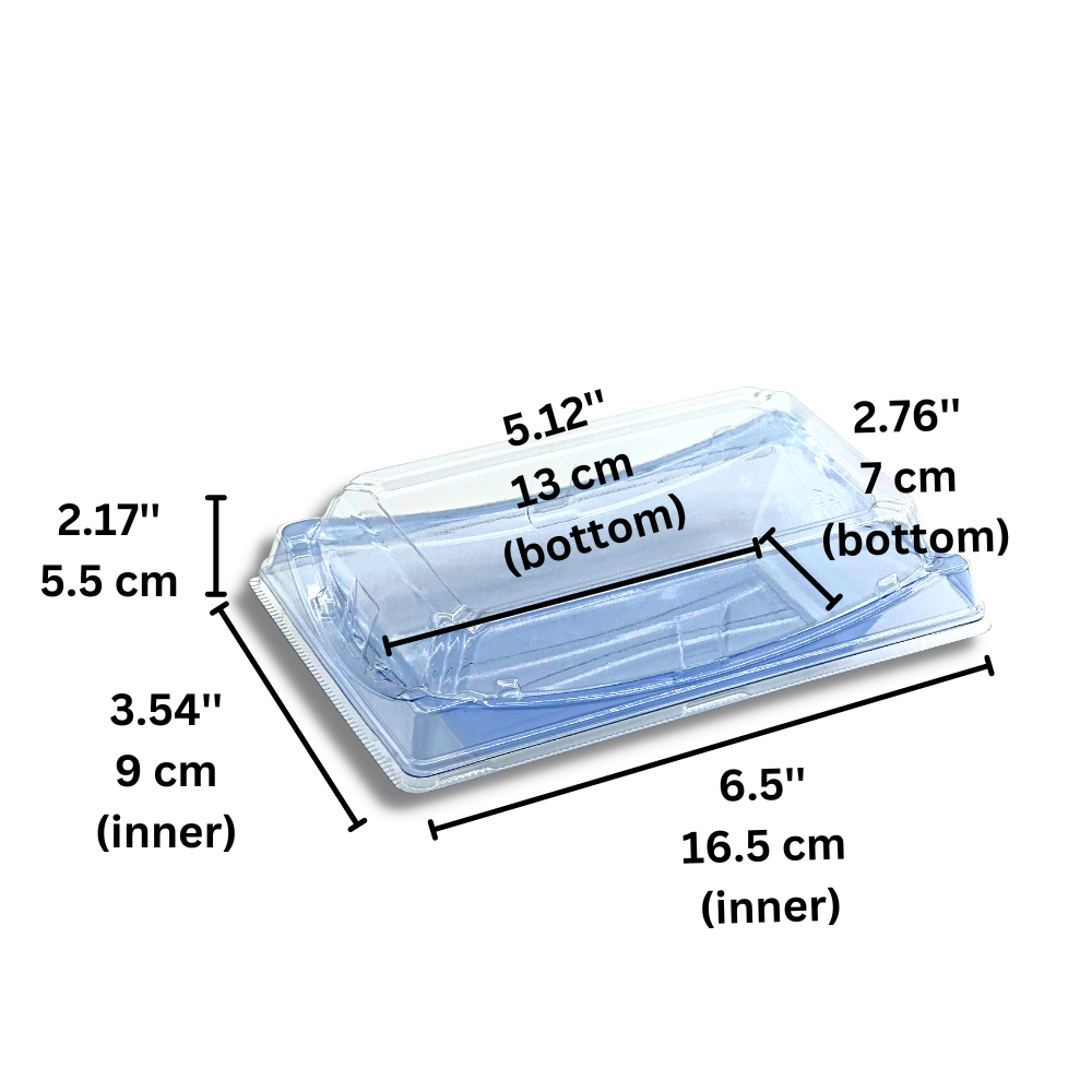 SK-20 PET Blue Sushi Container W/ Lid | 5.12x2.76x2.17" - size