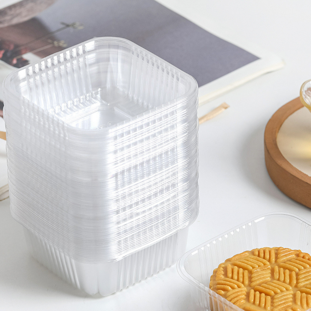 Single Pastry Tray | Clear PET Square 180g Moon Cake Tray | 3.74x3.74x1.38"