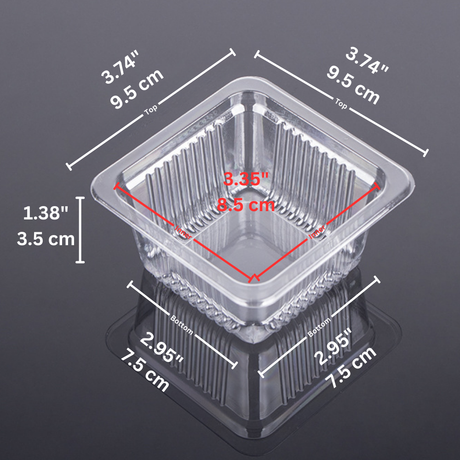 Single Pastry Tray | Clear PET Square 180g Moon Cake Tray | 3.74x3.74x1.38"