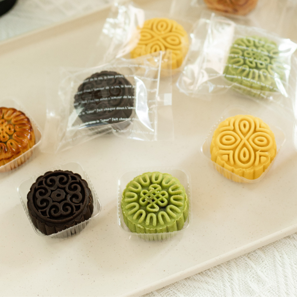 Single Pastry Tray | Clear PET Square 60g Moon Cake Tray | 2.95x2.95x1.18" - with moon cake