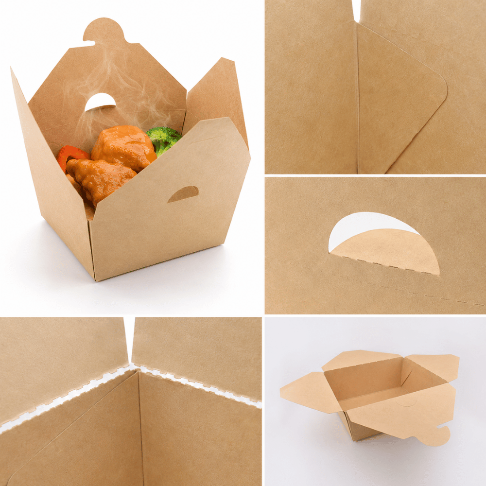 TCN308 #8 | 45oz Kraft Foldable Take Out Box | 6x4.72x2.5" - Feature