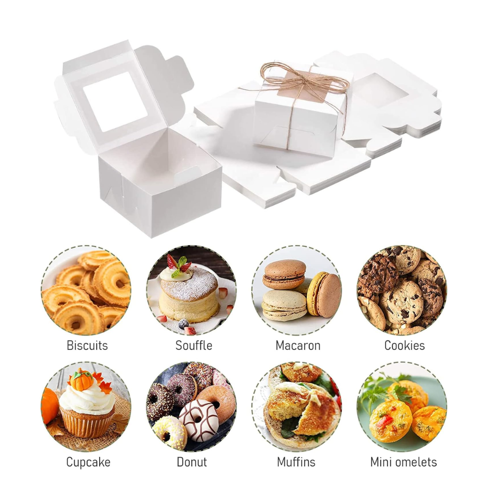 White Square Cake Paper Box W/ Window | 6x6x5" - Dessert