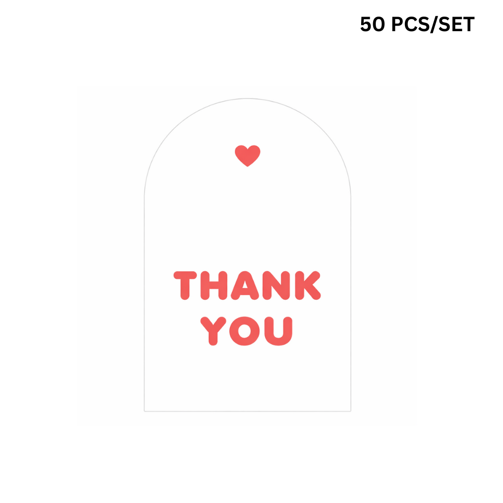White Arch "Thank You" Seal Stickers | Decorative Labels | 3.54x2.12" - 50 Pcs