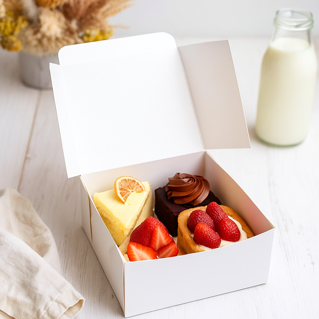 White Square Cake Paper Box Pastry Box | 10x10x4.5"