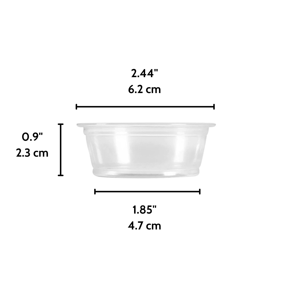 XT 1.5oz PP Clear Sauce Cup Portion Cup | 62mm Top (Base Only) - 2500 Pcs