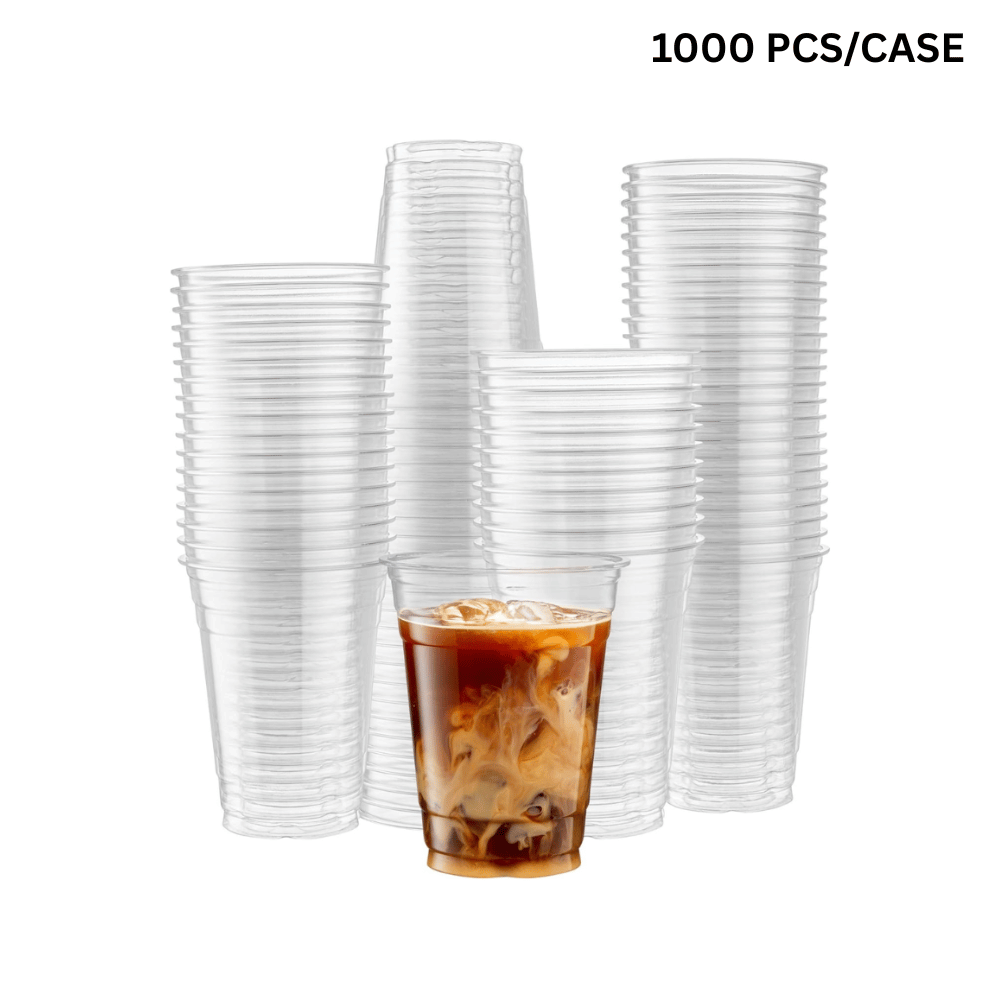 XT 16oz PET Clear cups with 90mm top, BPA-free disposable cold drink cups for cafes - 1000 pcs bulk