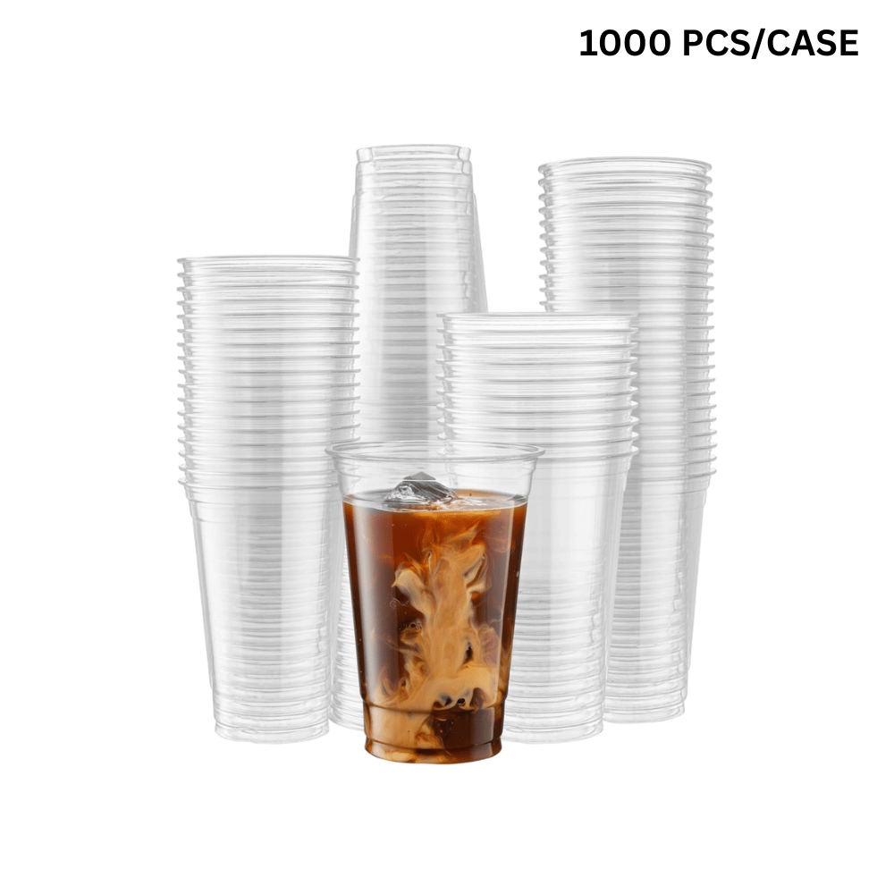 20oz PET clear cold drink cup, crystal clear BPA-free cup for bubble tea shops, cafes and smoothie bars - 98mm top 1000 pcs bulk pack
