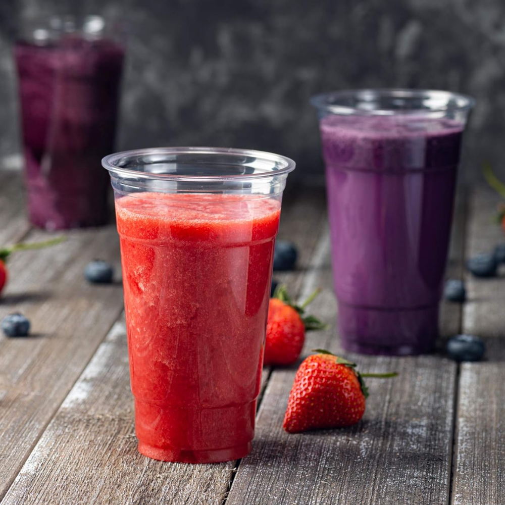 24oz PET clear cold drink cups bulk packaging for bubble tea shops, cafes and smoothie bars in Canada
