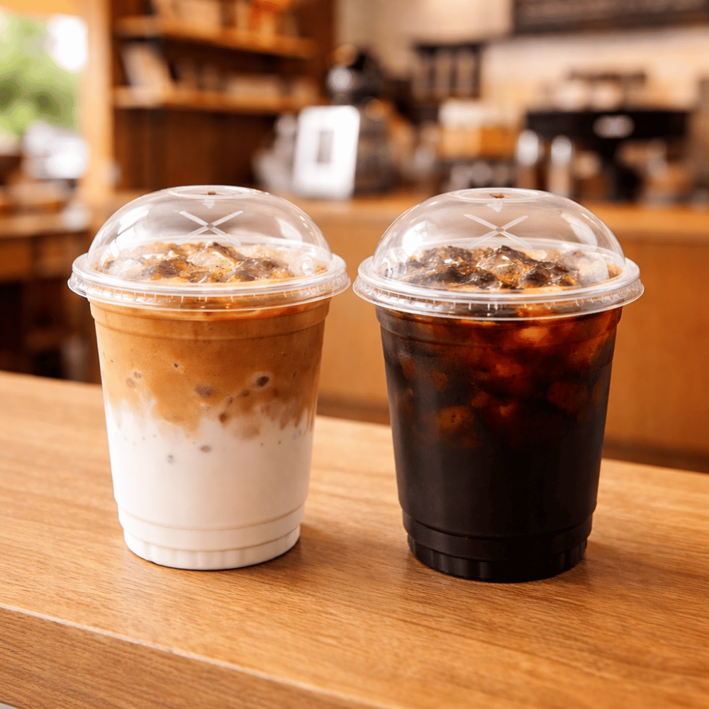 98mm PET clear dome lids bulk packaging for bubble tea shops and cafes in Canada