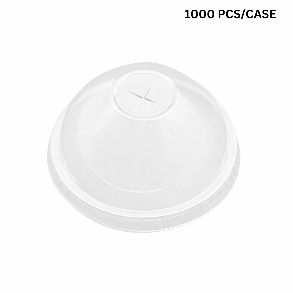 98mm PET clear cross cut dome lid, crystal clear leak-resistant lid for bubble tea - fits XT12 to XT24 cups 1000 pcs bulk pack