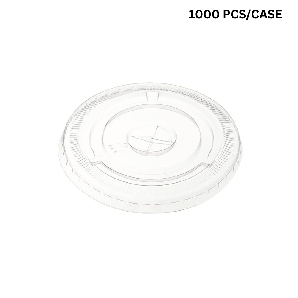 98mm PET clear round flat lid, crystal clear cross-cut lid for bubble tea shops and cafes - fits XT12 to XT24 cups 1000 pcs bulk pack