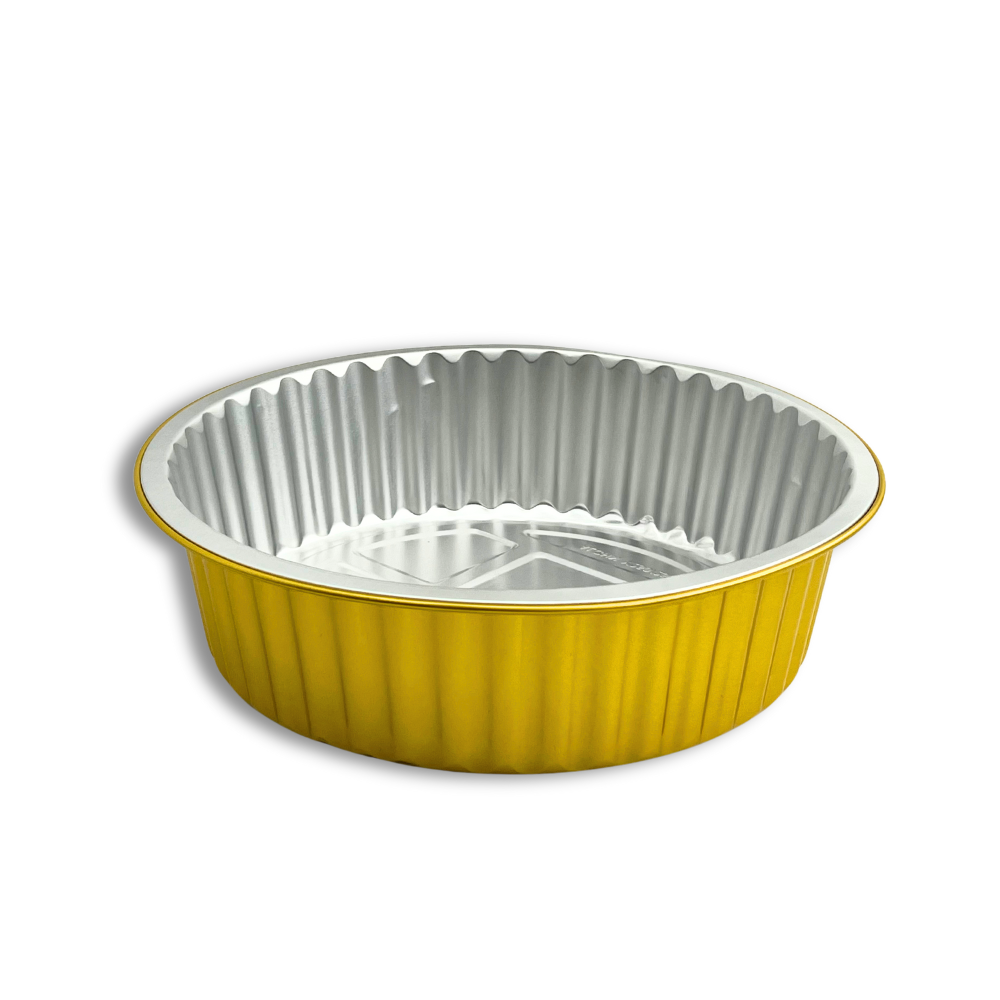 Y250-2500 | 84oz Golden 2X Thicker Round Aluminum Foil Container W/ PP Lid - Base
