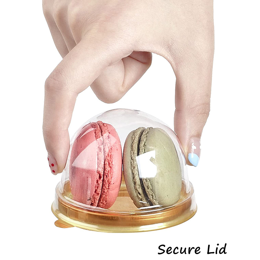 Y70 | Single Cupcake Container | Golden Tray W/ Clear Dome Lid - secure lid