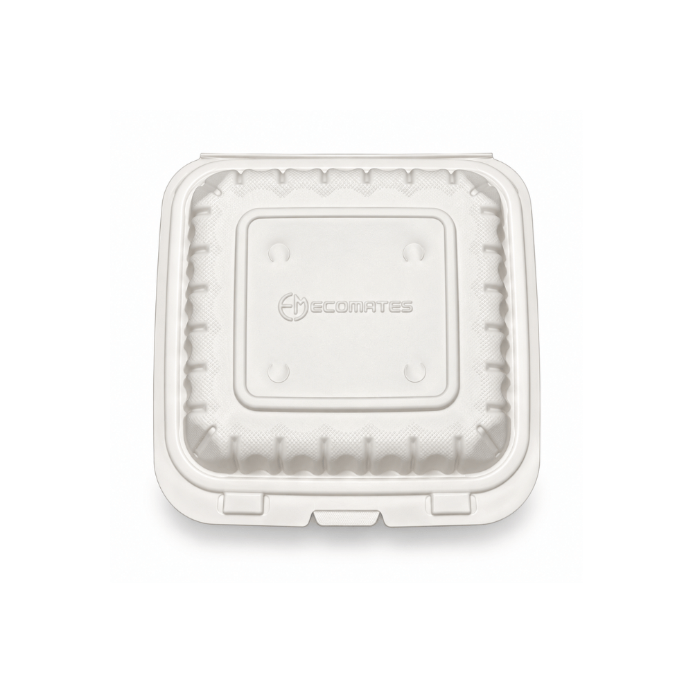 YQ-73 (703) | PP Clamshell Container W/ Vent Hole | 3 Compartment | 7.68x7.68x3" - top