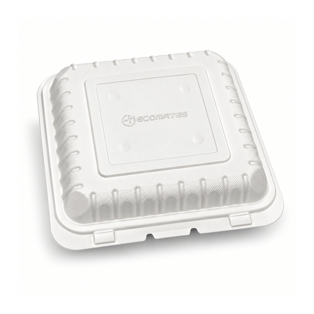 YQ-91 (991) | Microwavable PP Square Clamshell Container W/ Vent Hole | 9x9x3" - top