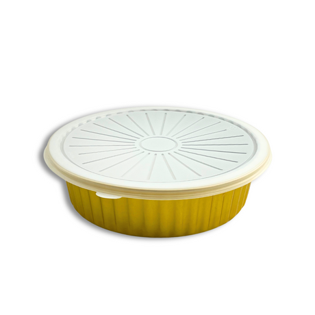YY250-2000 | 67oz Golden 2X Thicker Round Aluminum Foil Container W/ PP Lid - 10 Set