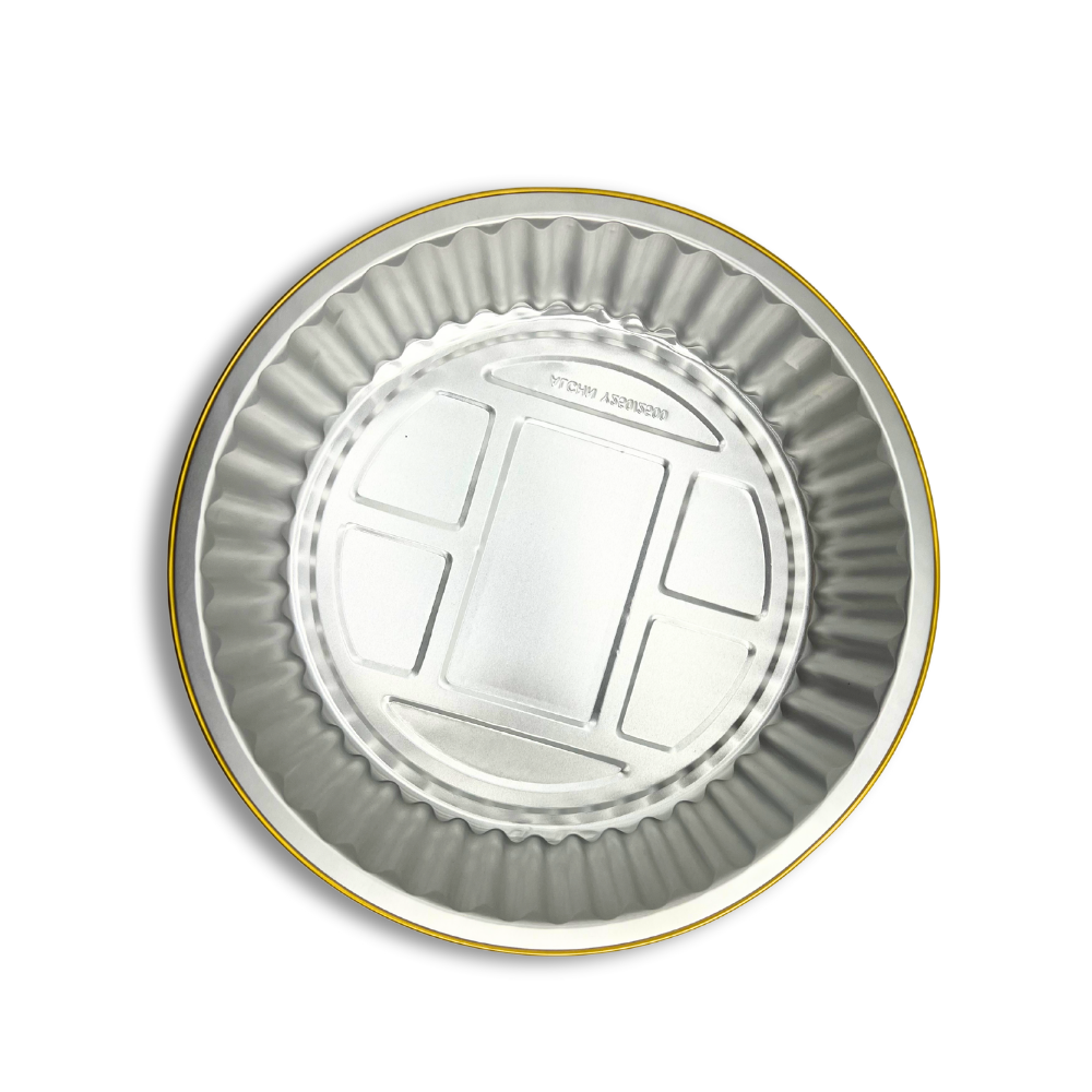 YY250-2000 | 67oz Golden 2X Thicker Round Aluminum Foil Container W/ PP Lid - bottom