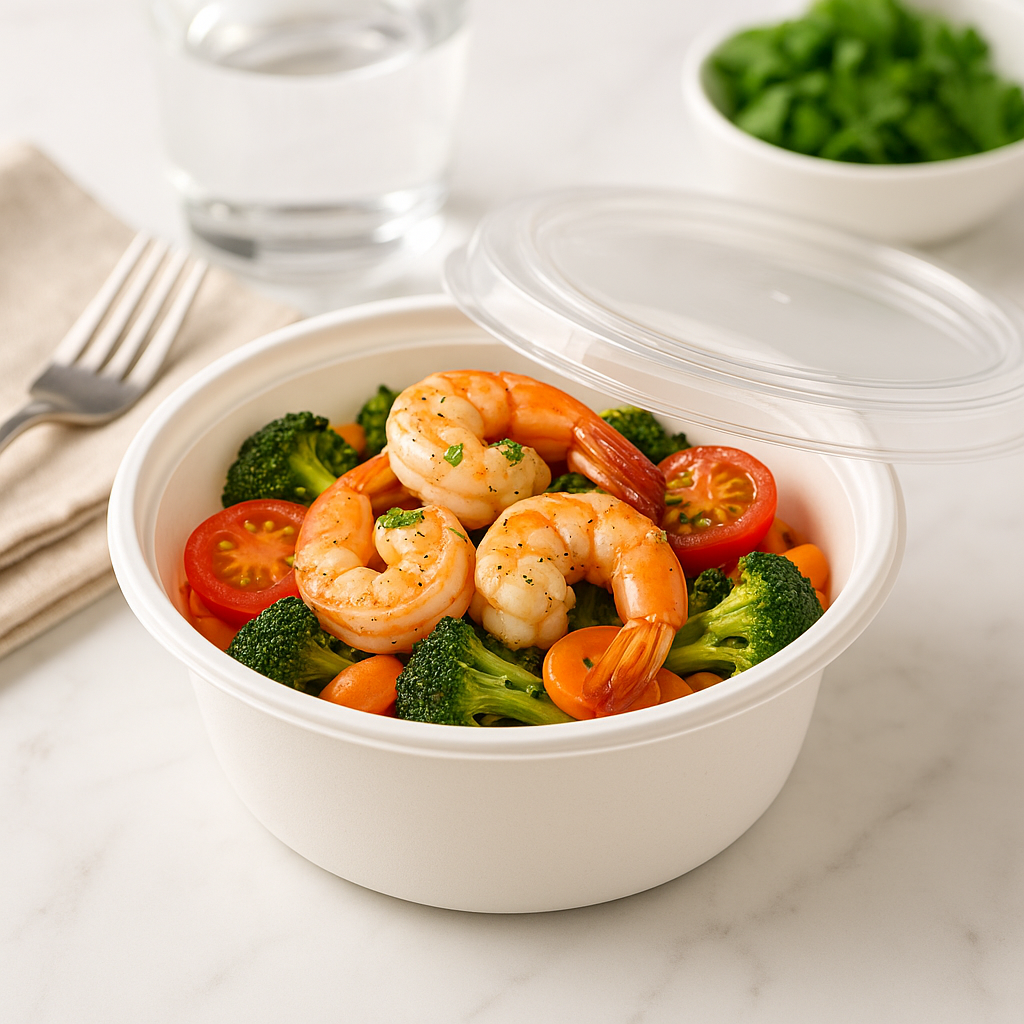 ZS-7040 | 40oz Microwaveable PP White Round Container W/ Vent Lid