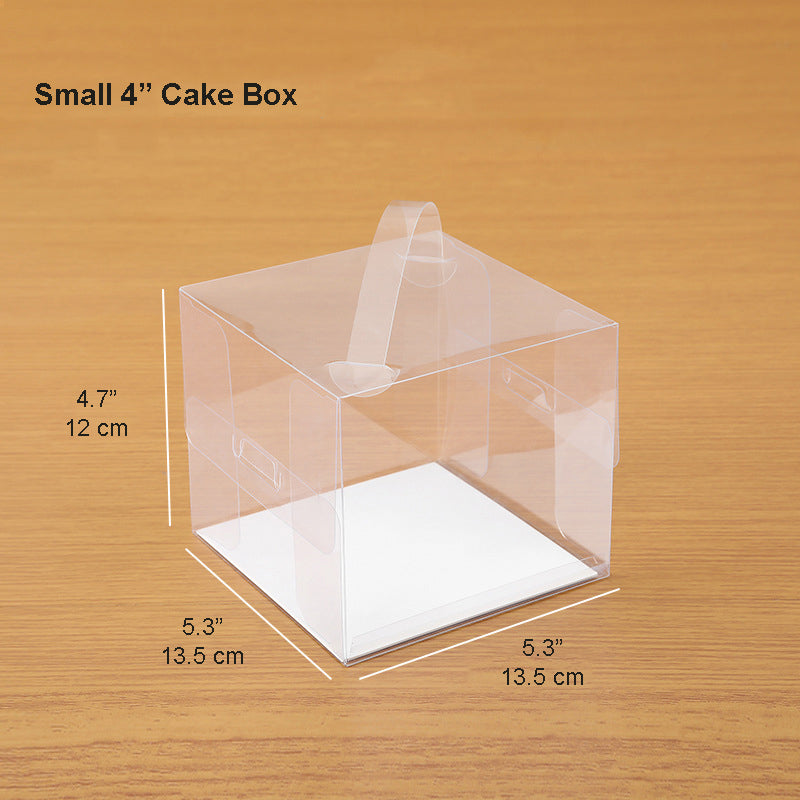 Clear Square Cake Box W/ Handle & Board | Ideal for 3" 4" Cake