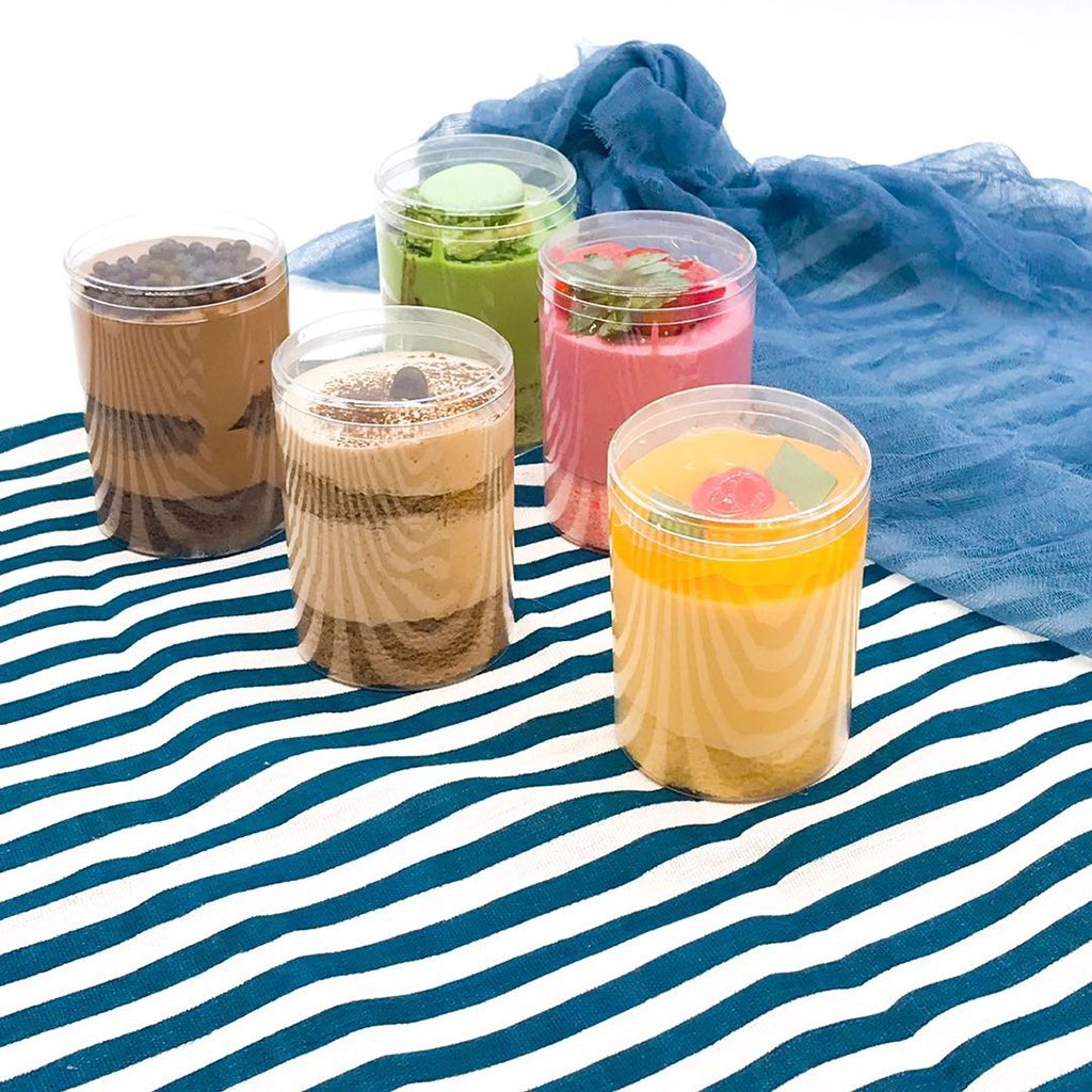 #012 | 9oz Cylindrical Hard Clear Plastic Cake Container W/ Lid | 2.75x3.75" - 250 Sets - HD Bio Packaging