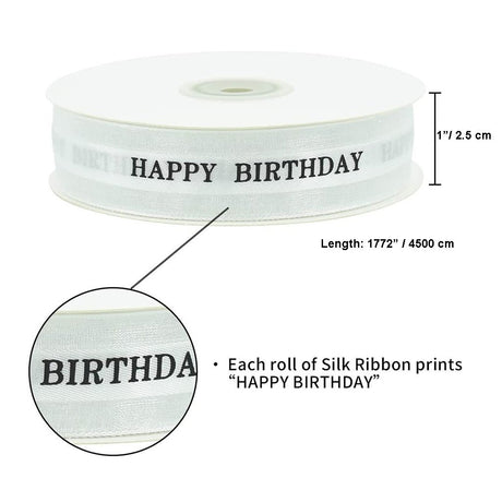 1" Happy Birthday Fabric Ribbon description