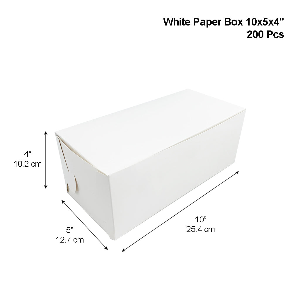 Boîte à pâtisserie en papier à gâteau rectangulaire blanche | 10x5x4" - 200 pièces