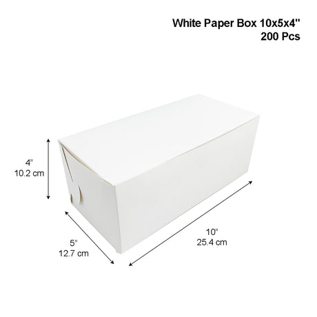 Boîte à pâtisserie en papier à gâteau rectangulaire blanche | 10x5x4" - 200 pièces