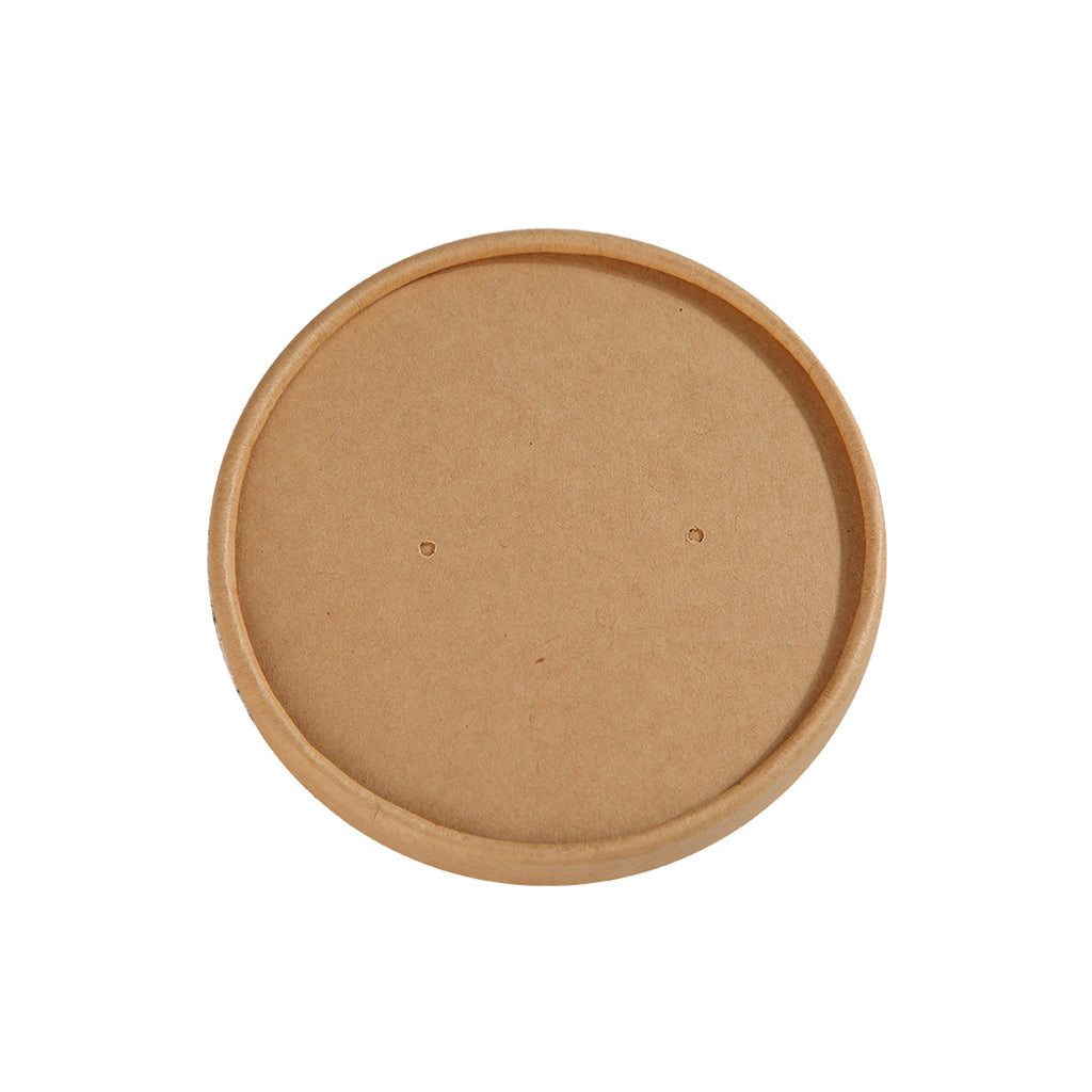 115mm Kraft Paper Lid | Fit 15B/20B/26B/32B Paper Soup Cup (Lid Only) - 500 Pcs