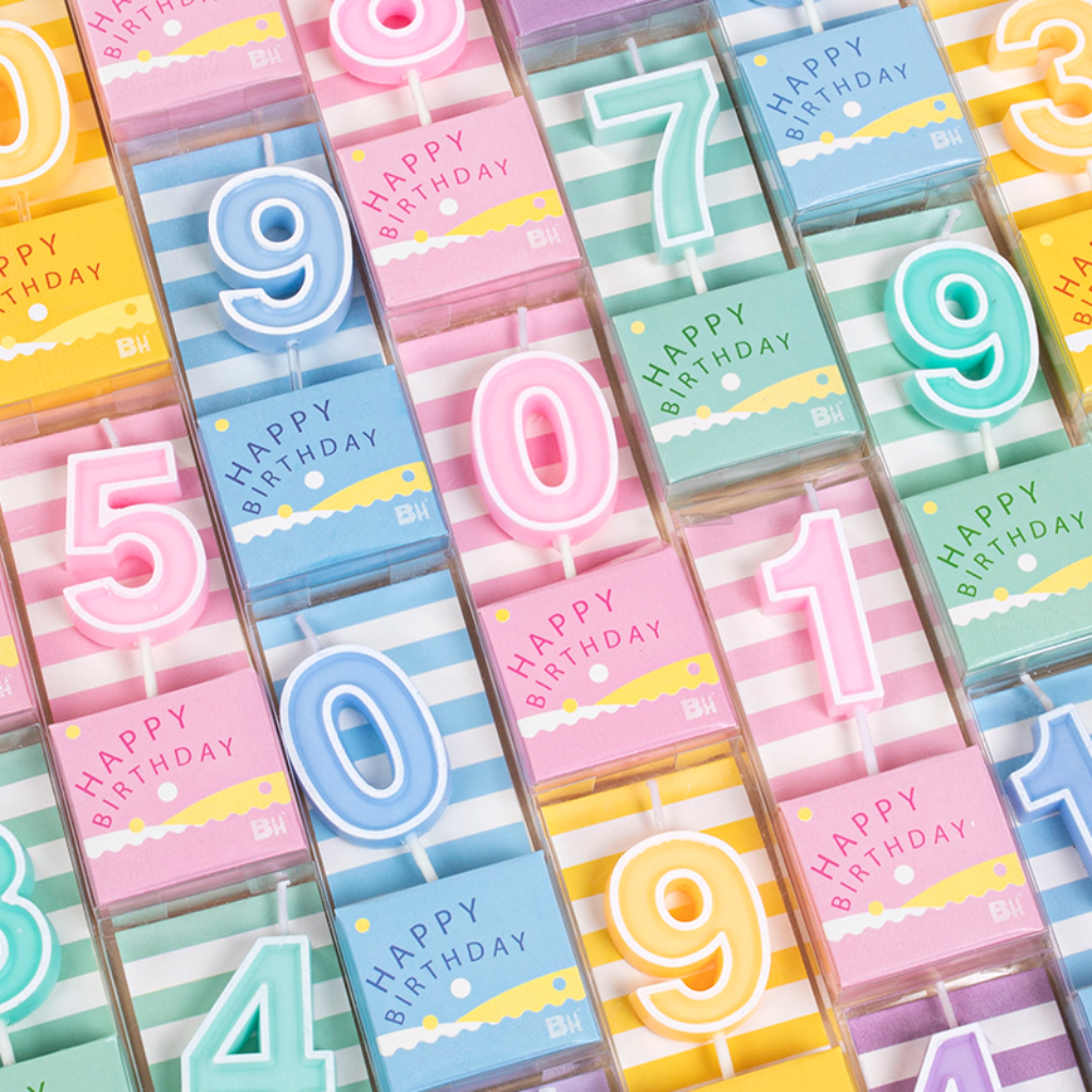 #0/#1/#2/#3/#4/#5/#6/#7/#8/#9 Number Party Candle (Random Color) | 1.1x1.5" - 12 Pcs - HD Bio Packaging