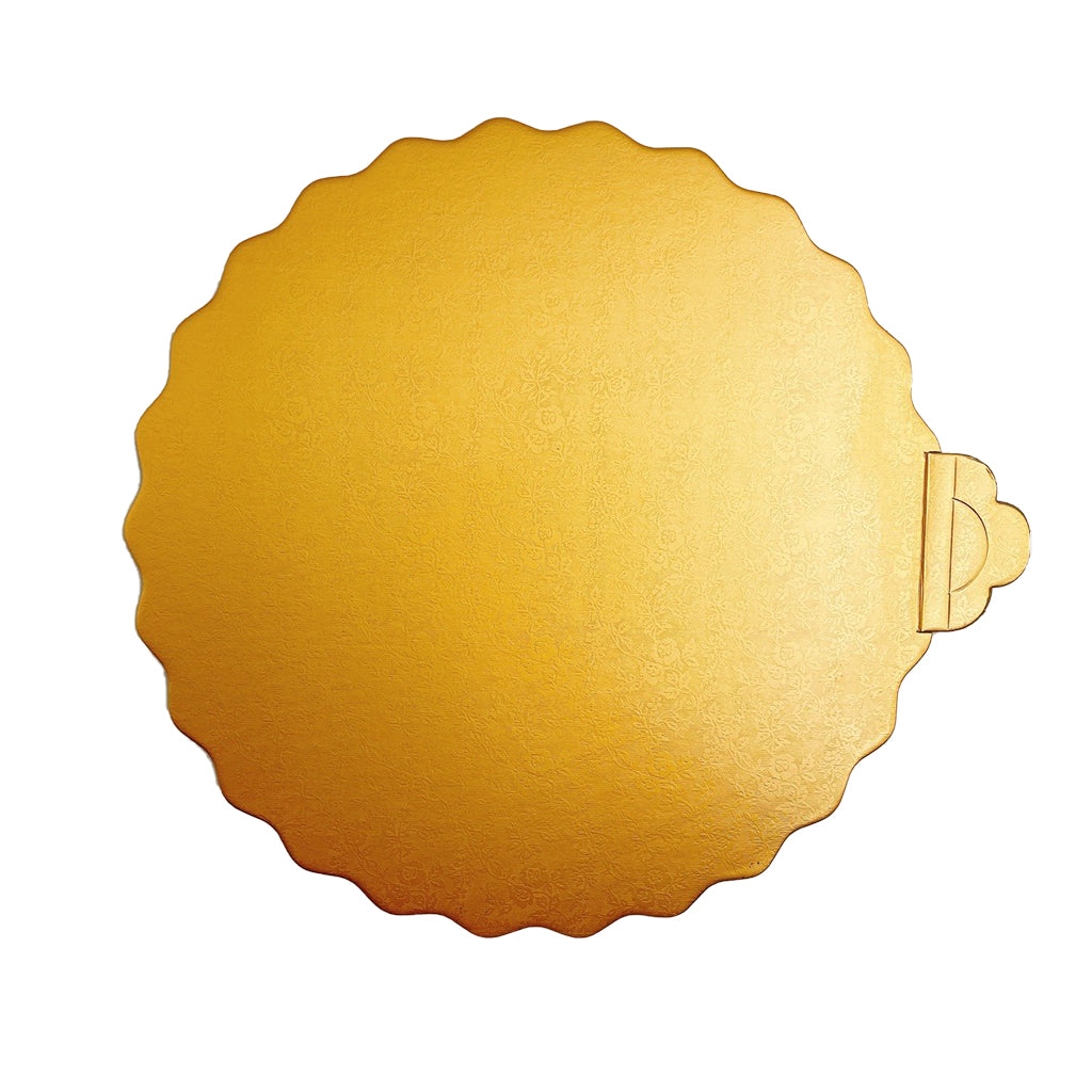 12" Double-Sided Golden & Silver Round Cake Paper Pad W/ Handle
