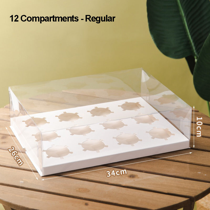 Clear Cupcake Box | Cupcake Carrier | Fits 2/4/6/12 Cupcakes Or Muffins