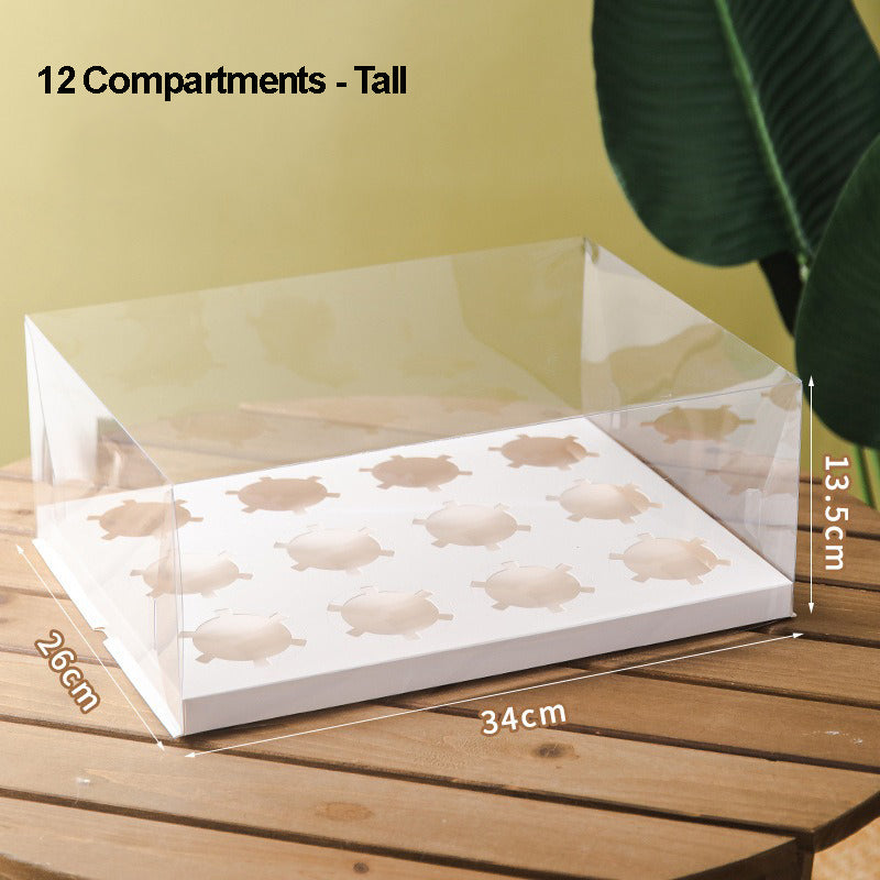 Clear Cupcake Box | Cupcake Carrier | Fits 2/4/6/12 Cupcakes Or Muffins