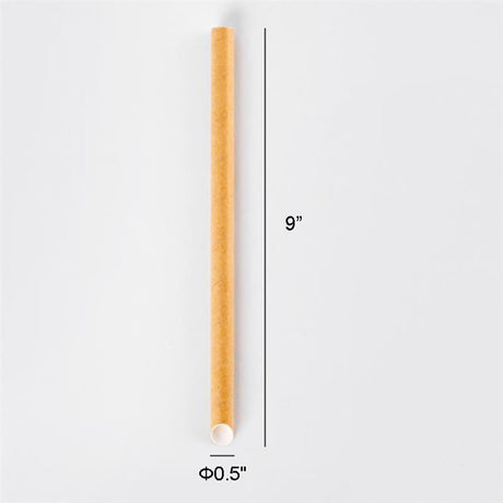 12x230mm Diagonal Cut Kraft Paper Straw (Individually Wrapped)