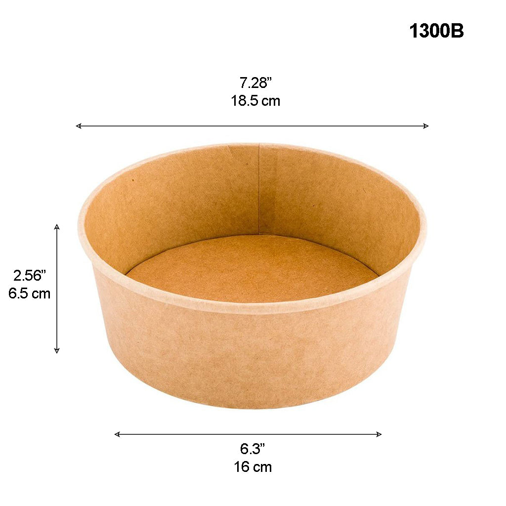 #1300B | 40oz Eco-friendly Kraft Round Paper Bowl (Base Only) - 300 Pcs - HD Bio Packaging