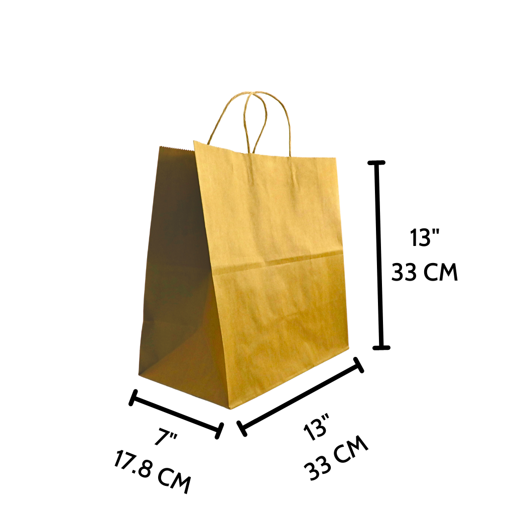 HD-13713 | Sac kraft en papier 100 % recyclé avec poignée torsadée | 13x7x13" - 250 pièces