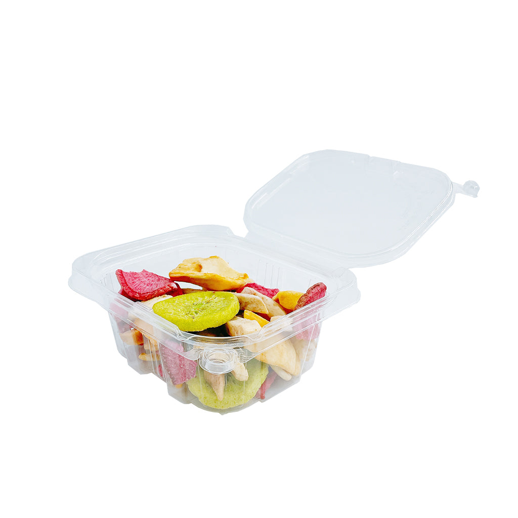 PLS-16 | Récipient à salade rectangulaire transparent à charnière en PET de 16 oz - 240 ensembles