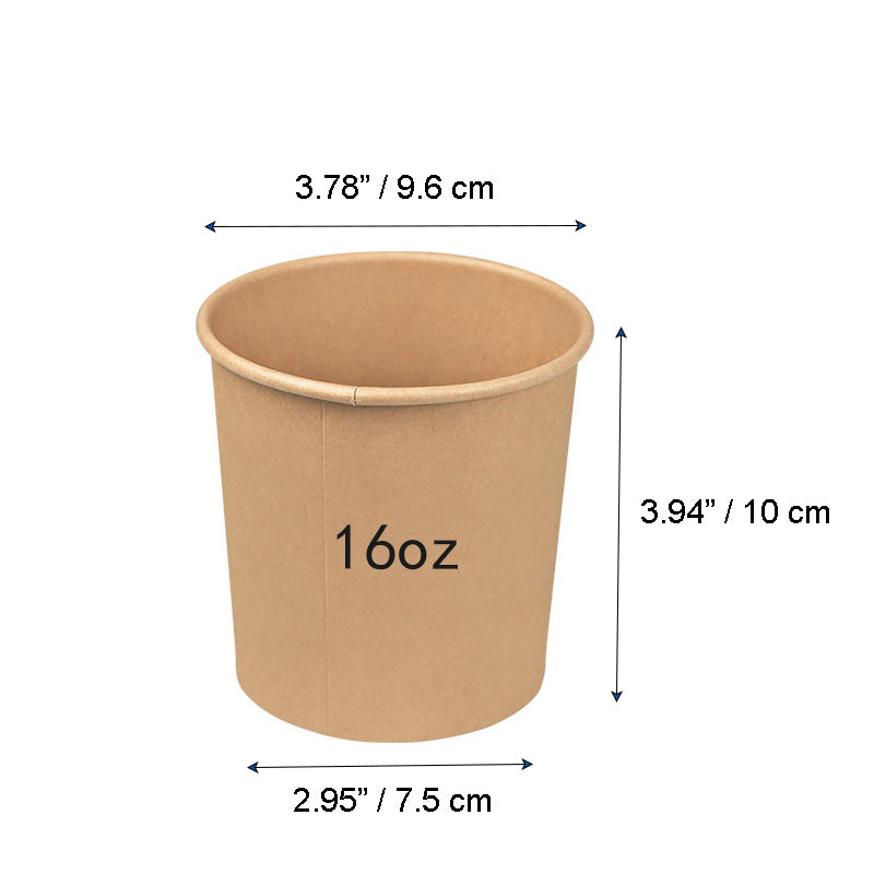#16B | 16oz Eco-friendly Kraft Paper Soup Cup (Base Only) - 500 Pcs - HD Bio Packaging