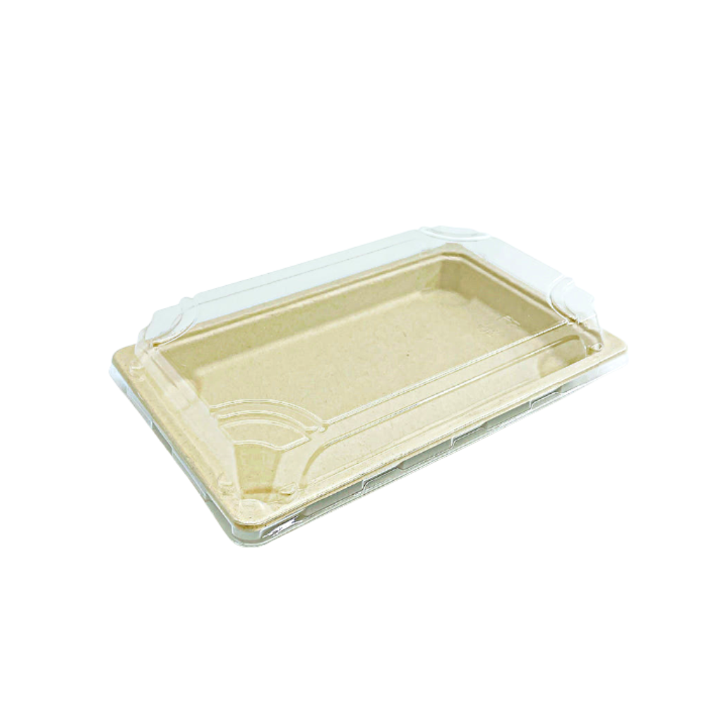 EcoQuality Large Compostable Sushi Trays with Lids - Natural Sugarcane  Bagasse Take Out Sushi Container - Biodegradable Disposable Sushi Plate  with