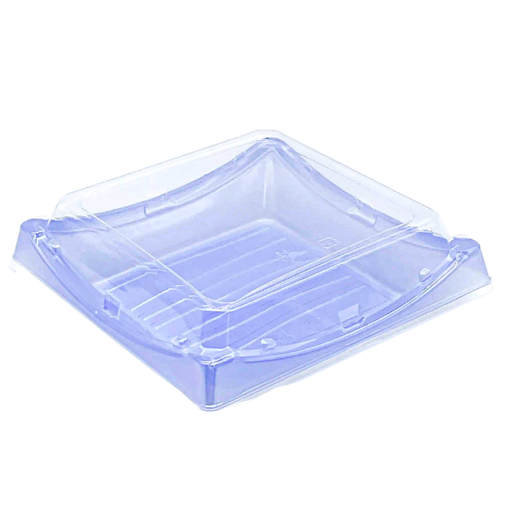 Blue PET Togo Sushi Tray w/ Lid Square Food Container (7.09x7.09) 50 Sets