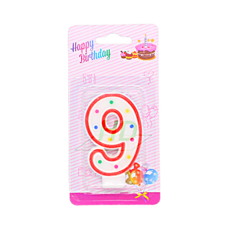 9 years old Dot Number Party Candle individually packed