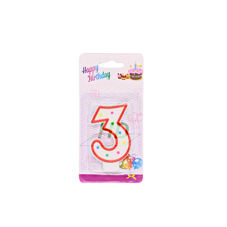 #3 Dot Number Party Candle - 12 Pcs - HD Bio Packaging