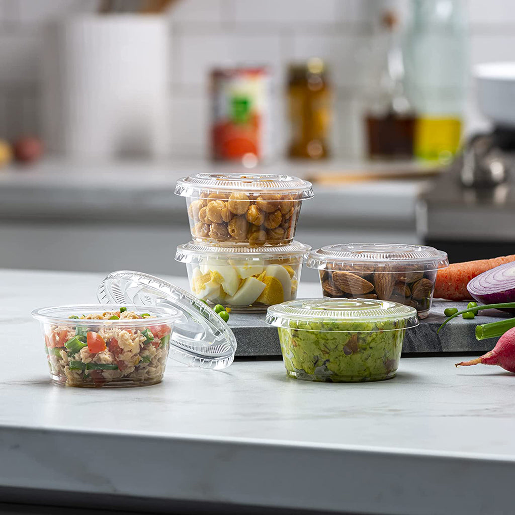 Couvercle à sauce PET OCY 75 mm | Convient aux tasses à sauce PP 3,25/4/5,5 oz (couvercle uniquement) - 2500 pièces