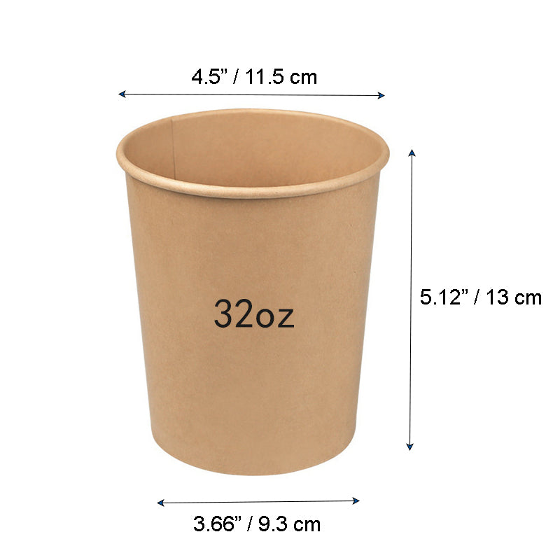 #32B | 32oz Eco-friendly Kraft Paper Soup Cup (Base Only) - 500 Pcs - HD Bio Packaging