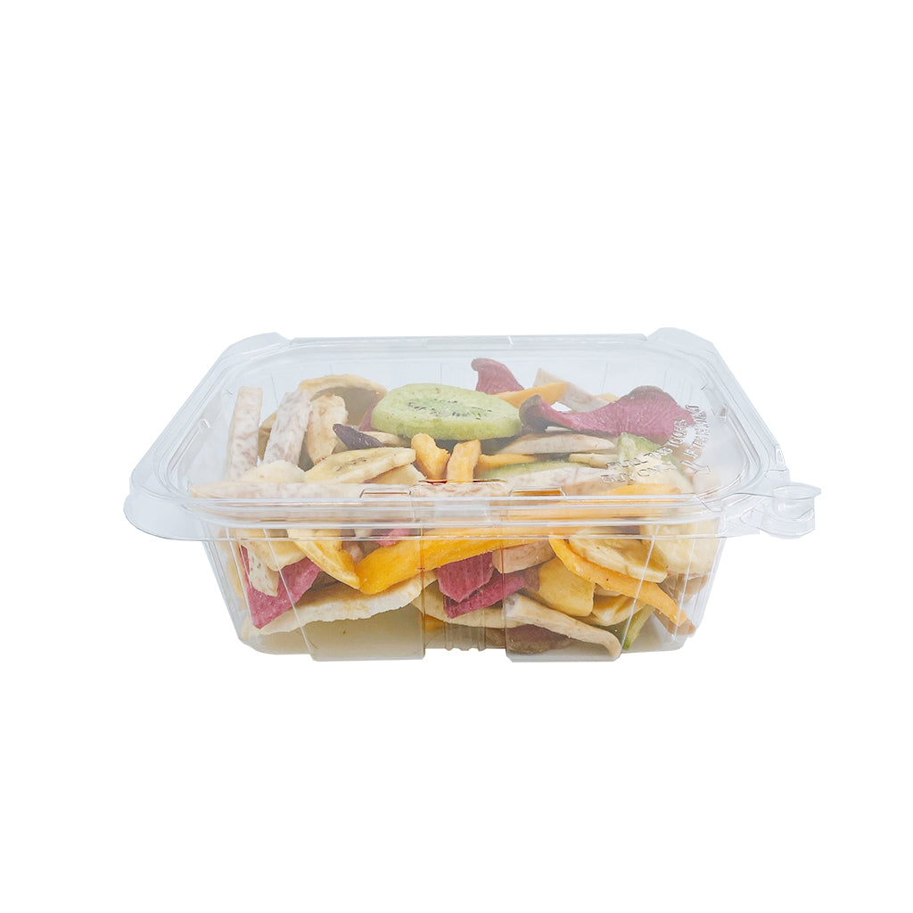PLS-32 | 32oz PET Clear Rectangular Hinged Safety Lock Salad Container - front