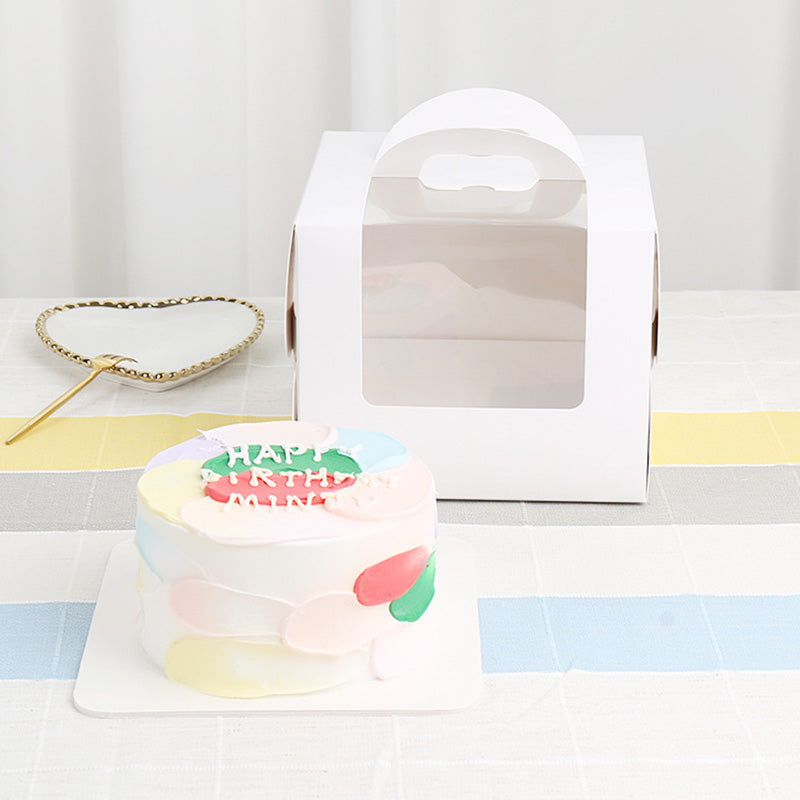 White Cake Box W/ Window & Handle & Board - WITH cake