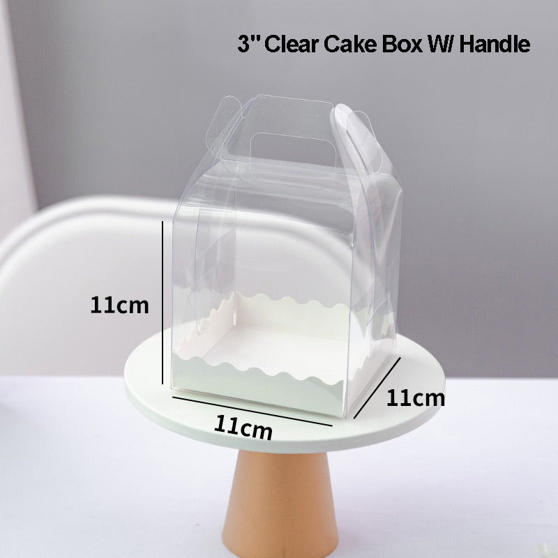 Clear Mini Cake Box W/ Handle & White Board | Ideal for 3" 4" 5" 6" Cake