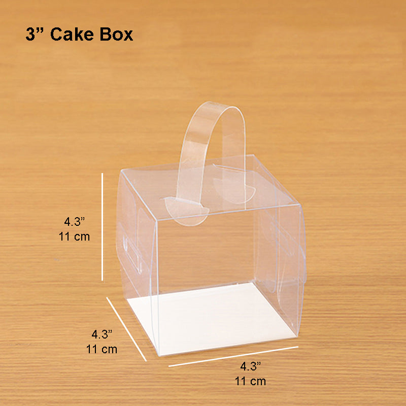 Clear Square Cake Box W/ Handle & Board | Ideal for 3" 4" Cake